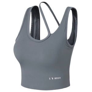 Soutien-gorge de Sport Femme avec Bandoulière Asymétrique Mélange de Nylon Gilet de Yoga Respirant Fitness Top Course Sous-vêtement