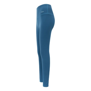 High-waist blue yoga leggings with tummy control and compression for running and fitness