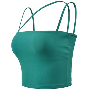 Women High Support Sports Bra Thin Strap Yoga Camisole Padded Fitness Workout Tank Top Gym Running Athletic Wear