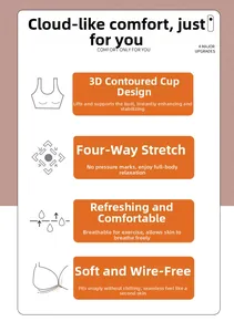 Detail view of 3D molded cups and four-way stretch fabric for high support sports bra