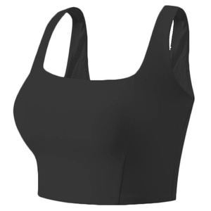 Women's black 3D-cut high-impact sports bra for running and yoga with breathable mesh lining