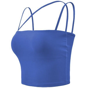Royal blue high-impact sports bra with thin double straps and slim fit design