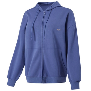 Veste de yoga ample à capuche avec fermeture éclair et poches en bleu grisâtre