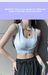 Detail view of double-layer sports bra with ribbed texture for high support and shockproof