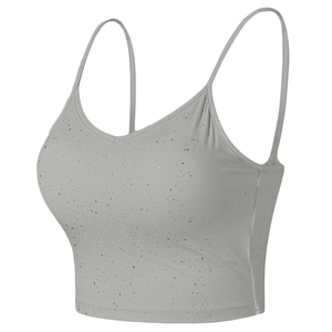 Brassière de sport à fines bretelles gris clair avec motif moucheté pour le yoga