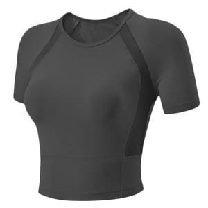 Slim fit mesh breathable crop top yoga t-shirt for fitness and running training