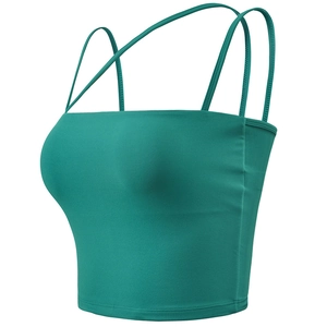 Soutien-gorge de yoga bleu sarcelle à fines bretelles doubles et bonnets moulés