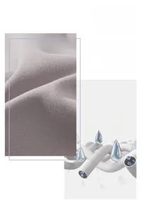 Vista dettagliata del tessuto in nylon traspirante con diagramma di ventilazione 3D