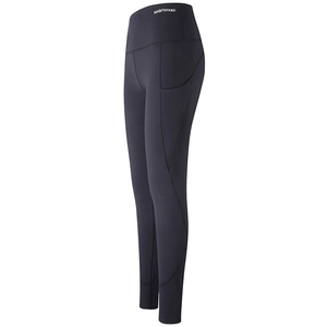 High-waisted black yoga pants with side pockets and elastic peach lift design