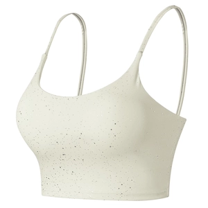 Women's Thin Strap Yoga Sports Bra Ink Splash Pattern Shockproof Gathering Wireless Fitness Top For Running Gym