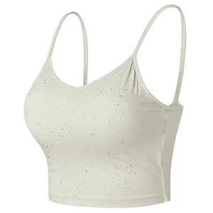 Soutien-gorge de sport rembourré avec fines bretelles et texture pailletée argentée