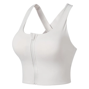 Front zipper high impact sports bra with hollow back design for fitness and running yoga