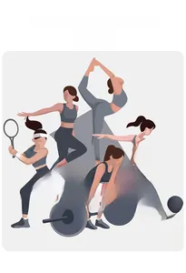 Flat vector illustration of women in high-impact yoga vests for various fitness sports