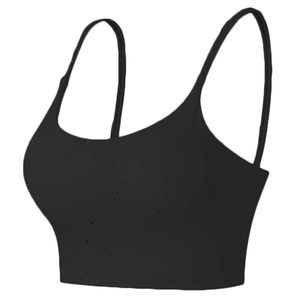 Slim strap black sports bra with shockproof push-up design and high elasticity fabric
