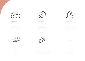 Icônes des modes de sport : cyclisme, boxe, saut à la corde, course et musculation