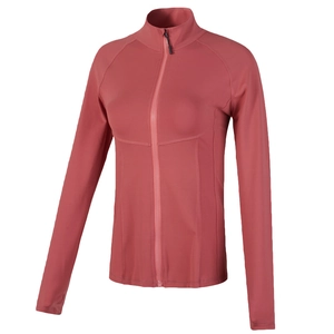 Slim fit women's sports jacket with stand collar and zipper in dusty rose color