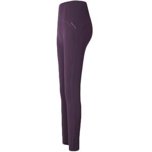 Legging de yoga violet foncé à taille haute avec contrôle du ventre et coutures latérales