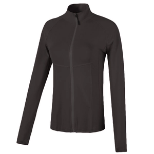 Slim fit women's sports jacket with stand collar and zipper in dark charcoal grey