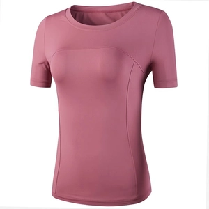 Women's Slim Fit Quick Dry Sports T-Shirt Short Sleeve Yoga Top For Running Fitness Training Solid Color Athletic Top