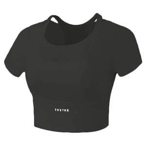 Short sleeve sports t-shirt with built-in pads and YOU THE graphic in black