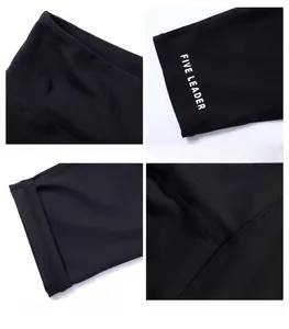 Détail du short de yoga taille haute avec imprimé Five Leader et coutures galbantes
