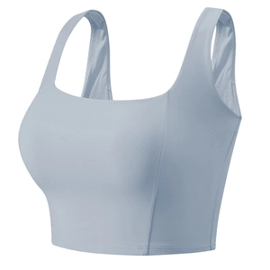 Soutien-gorge de sport bleu clair avec larges bretelles et col carré pour yoga et fitness