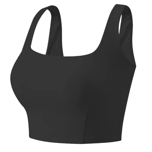 Soutien-gorge de sport noir à bretelles larges pour le fitness le yoga et la course