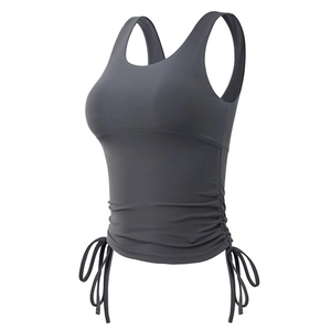 Débardeur de sport gris anthracite pour femme avec cordons latéraux et rembourrage