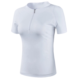 T-Shirt de Sport à Demi-zip pour Femmes Manches Courtes Coupe Ajustée Séchage Rapide Yoga Course Fitness Entraînement Haut Col Montant