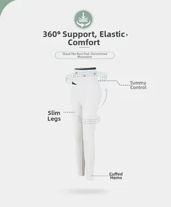 Détails du pantalon de yoga blanc avec gainage abdominal et coupe amincissante