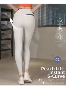 Vue macro du legging de yoga sans couture taille haute avec tissu frais et effet push-up