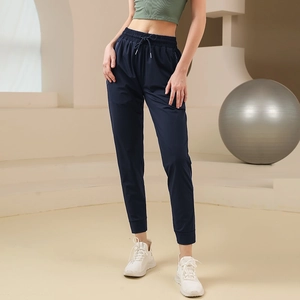 Pantalon de Jogging Sport Taille Haute pour Femme Avec Cordon de Serrage Poches Zippées Sensation de Fraîcheur Yoga Fitness