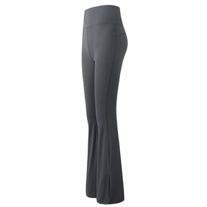 Women High Waisted Flared Yoga Pants Hip Lifting Split Hem Slim Fit Athletic Trousers For Running Gym Workout