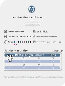 Guide des tailles pour shorts de yoga taille haute avec mesures de taille et hanches