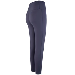 Pantalon de yoga taille haute gainant gris foncé avec effet push-up et coutures latérales