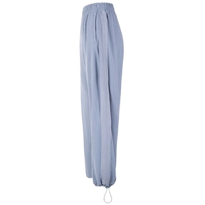 Pantalon de jogging bleu clair à taille haute et jambe large pour femme avec ourlet