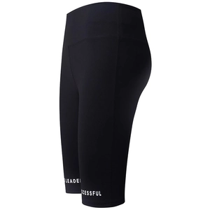 Short de cyclisme noir à taille haute avec imprimés de lettres LEADER et SUCCESSFUL