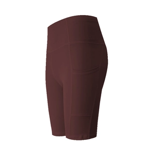 Pantaloncini Yoga Donna a Vita Alta Con Tasche Controllo della Pancia Biker Allenamento Corsa Nylon Sport Fitness Shorts