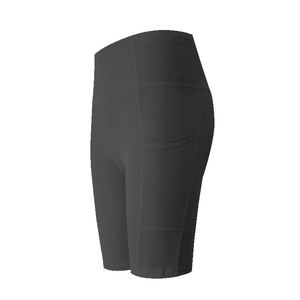 Pantaloncini yoga vita alta con tasche laterali grigio scuro per fitness donna