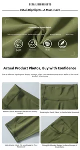 Dettaglio dei pantaloncini da yoga verde oliva a vita alta con tasca laterale e pancia piatta