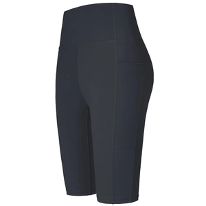 Short de yoga gris à taille haute avec poches latérales et tissu de compression respirant