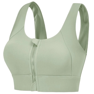 Soutien-gorge de sport vert clair à impact élevé avec fermeture éclair avant pour yoga