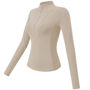 Maglia sportiva da donna slim fit con mezza zip e dettagli a coste per yoga