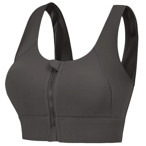 Soutien-gorge de sport à fermeture éclair frontale avec larges bretelles pour fitness