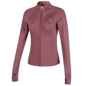 Damen Sportjacke mit Reißverschluss und Daumenlöchern aus schnelltrocknendem Stoff