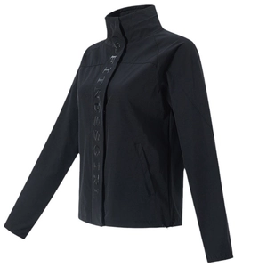 Veste de sport noire pour femme avec col montant et inscription fitness girl devant