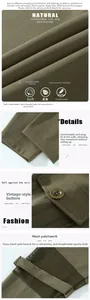 Detail view of army green yoga pants with vintage buttons and mesh stitching fabric