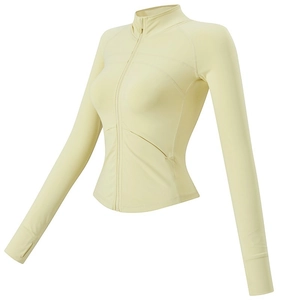 Veste de Yoga Slim Fit à Fermeture Éclair pour Femmes Manches Longues Nylon Élasthanne Fitness Haut avec Col Montant
