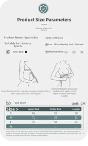 Tableau des tailles pour soutien-gorge de sport sans couture avec guide de mesure