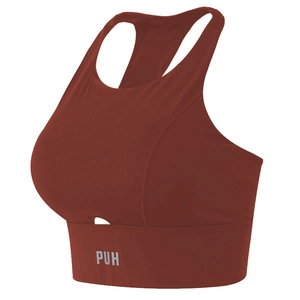 Soutien-gorge de sport rouge rouille à maintien élevé avec dos nageur ajouré